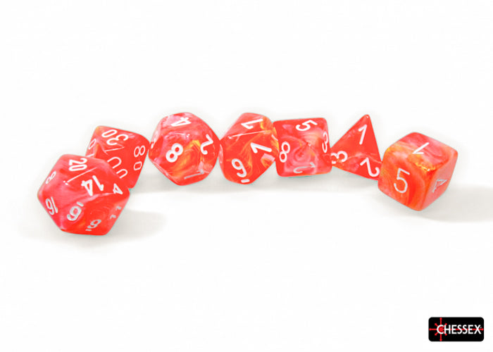 Chessex - CHX 27553 Festive Dahlia/white Luminary Polyhedral 7-Dice Set (Preorder) - Good Games