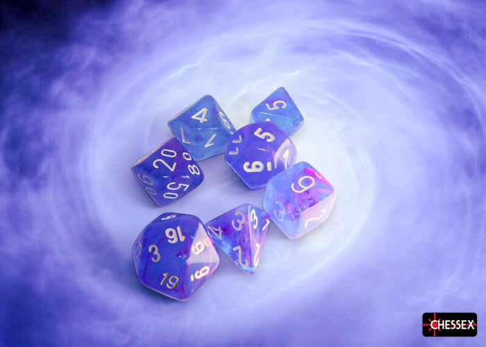 Chessex - CHX 27567 Nebula Aura/white Luminary Polyhedral 7-Dice Set (Preorder) - Good Games