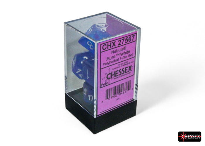 Chessex - CHX 27567 Nebula Aura/white Luminary Polyhedral 7-Dice Set (Preorder) - Good Games
