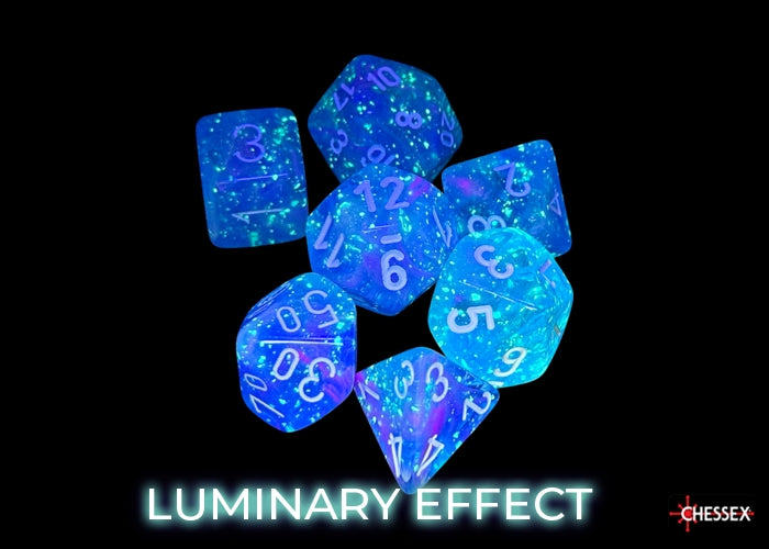 Chessex - CHX 27567 Nebula Aura/white Luminary Polyhedral 7-Dice Set (Preorder) - Good Games