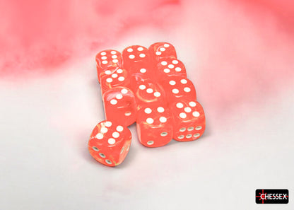Chessex - CHX 27753 Festive Dahlia/white 16mm d6 Dice Block (12 dice) (Preorder) - Good Games