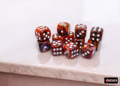 Chessex - CHX 27743 Festive Symphony/white 16mm d6 Dice Block (12 dice) (Preorder) - Good Games