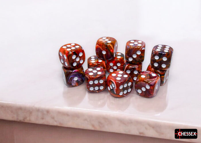 Chessex - CHX 27743 Festive Symphony/white 16mm d6 Dice Block (12 dice) (Preorder)