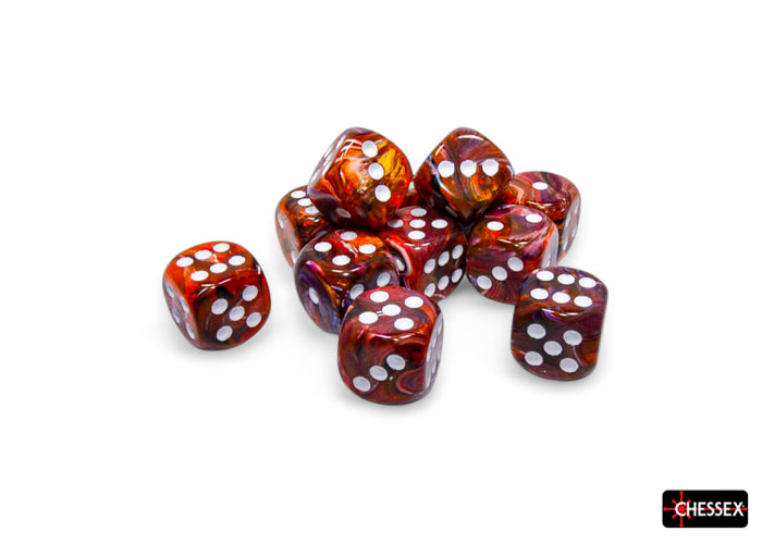 Chessex - CHX 27743 Festive Symphony/white 16mm d6 Dice Block (12 dice) (Preorder)