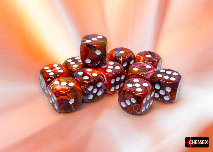 Chessex - CHX 27743 Festive Symphony/white 16mm d6 Dice Block (12 dice) (Preorder)