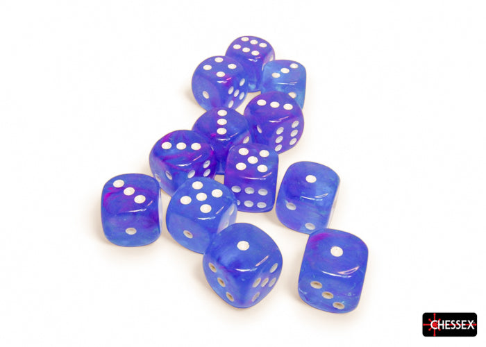 Chessex - CHX 27767 Nebula Aura/white Luminary 16mm d6 Dice Block (12 dice) (Preorder)