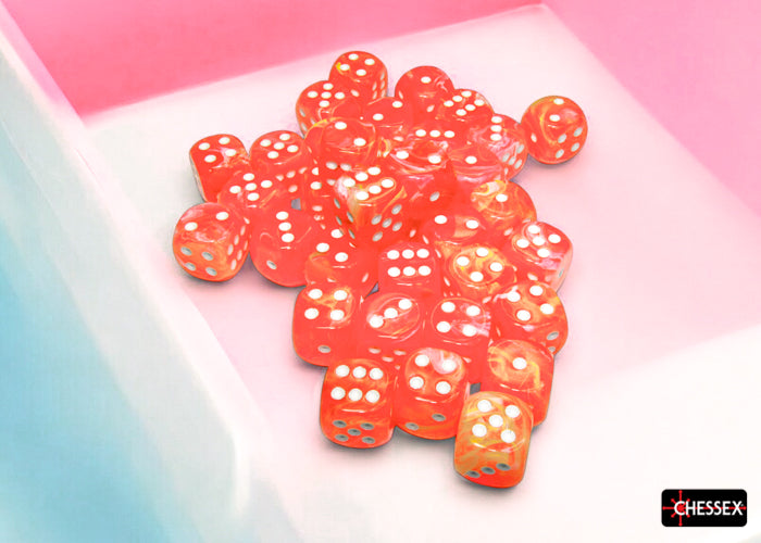 Chessex - CHX 27953 Festive Dahlia/white Luminary 12mm d6 Dice Block (36 dice)