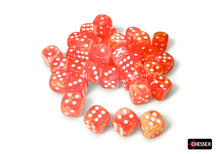 Chessex - CHX 27953 Festive Dahlia/white Luminary 12mm d6 Dice Block (36 dice)
