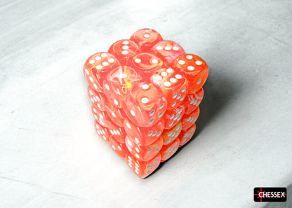 Chessex - CHX 27953 Festive Dahlia/white Luminary 12mm d6 Dice Block (36 dice) - Good Games