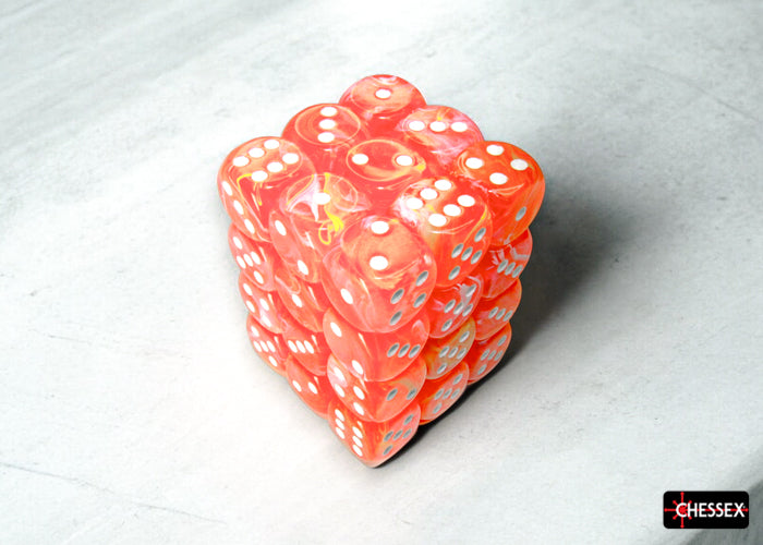 Chessex - CHX 27953 Festive Dahlia/white Luminary 12mm d6 Dice Block (36 dice)