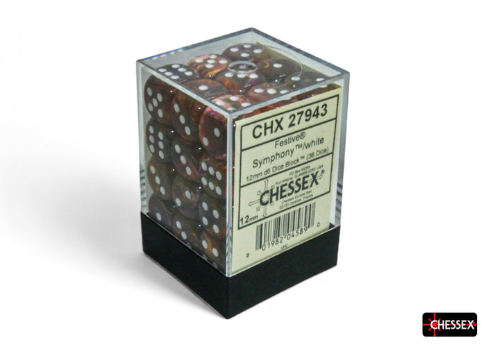Chessex - CHX 27943 Festive Symphony/white 12mm d6 Dice Block (36 dice) (Preorder)