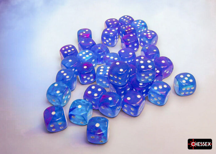 Chessex - CHX 27967 Nebula Aura/white Luminary 12mm d6 Dice Block (36 dice) (Preorder)