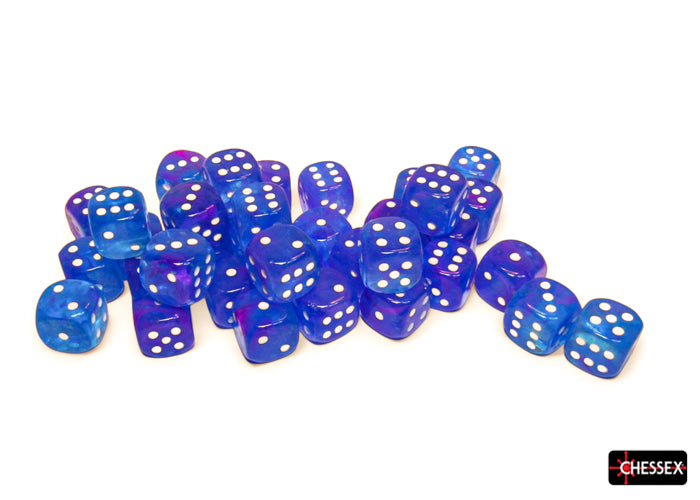 Chessex - CHX 27967 Nebula Aura/white Luminary 12mm d6 Dice Block (36 dice) (Preorder)
