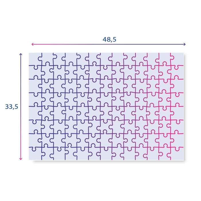 Puzzle pieces size shown by assembled pieces