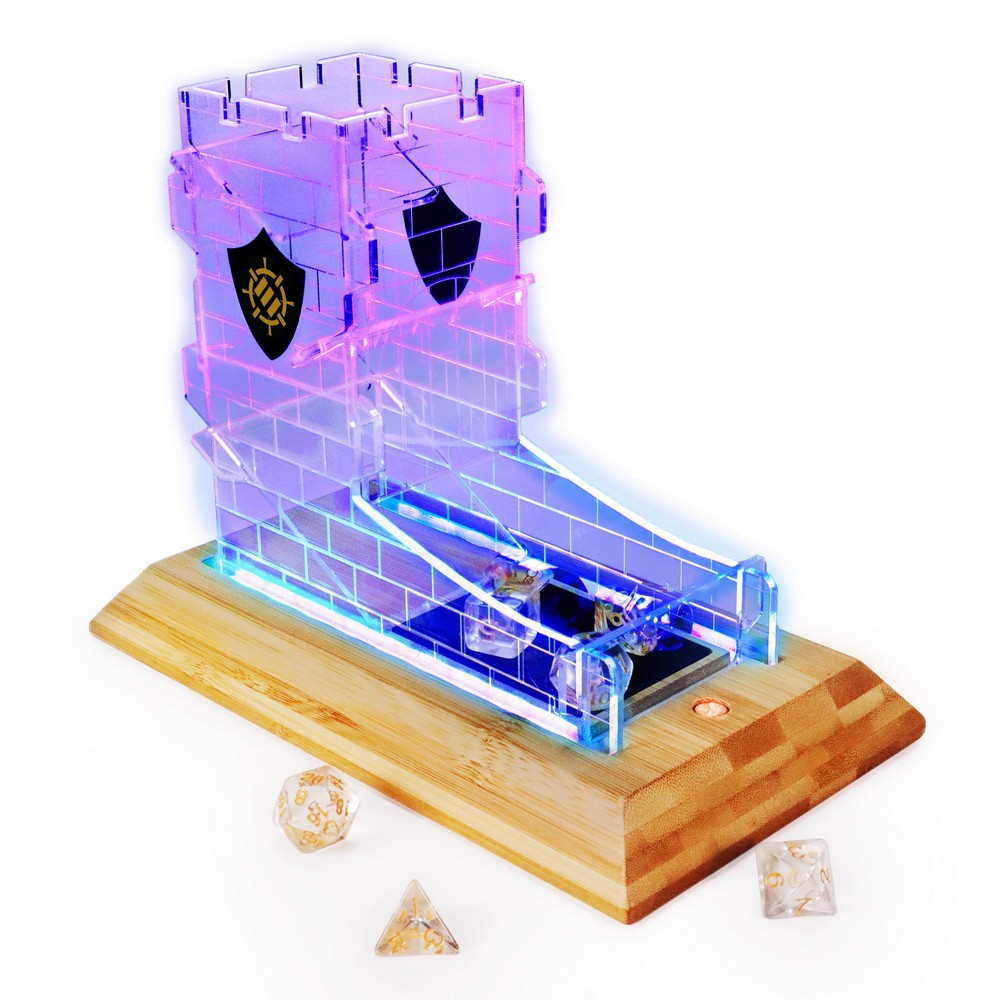 Enhance Tabletop LED Dice Tower and 7 Piece Clear Dice Set