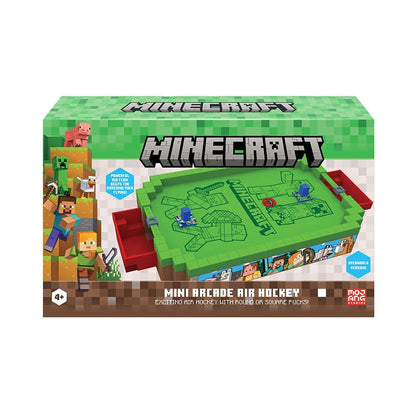 Minecraft Mini Arcade Air Hockey game box, showing blocky characters and the green game table