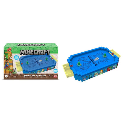 Minecraft Mini Arcade Air Hockey game shown with its green box packaging