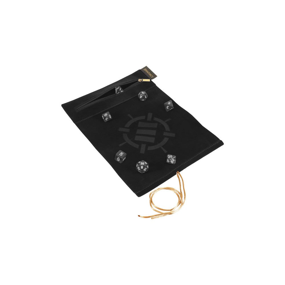 Enhance Roll on a Scroll Dice Case and 7 Piece Acrylic Dice Set - Black