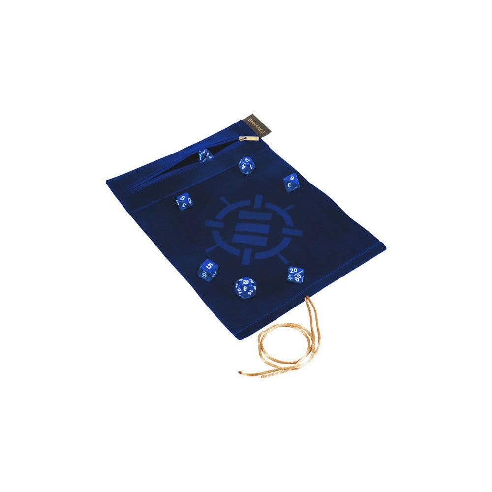 Enhance Roll on a Scroll Dice Case and 7 Piece Acrylic Dice Set - Blue