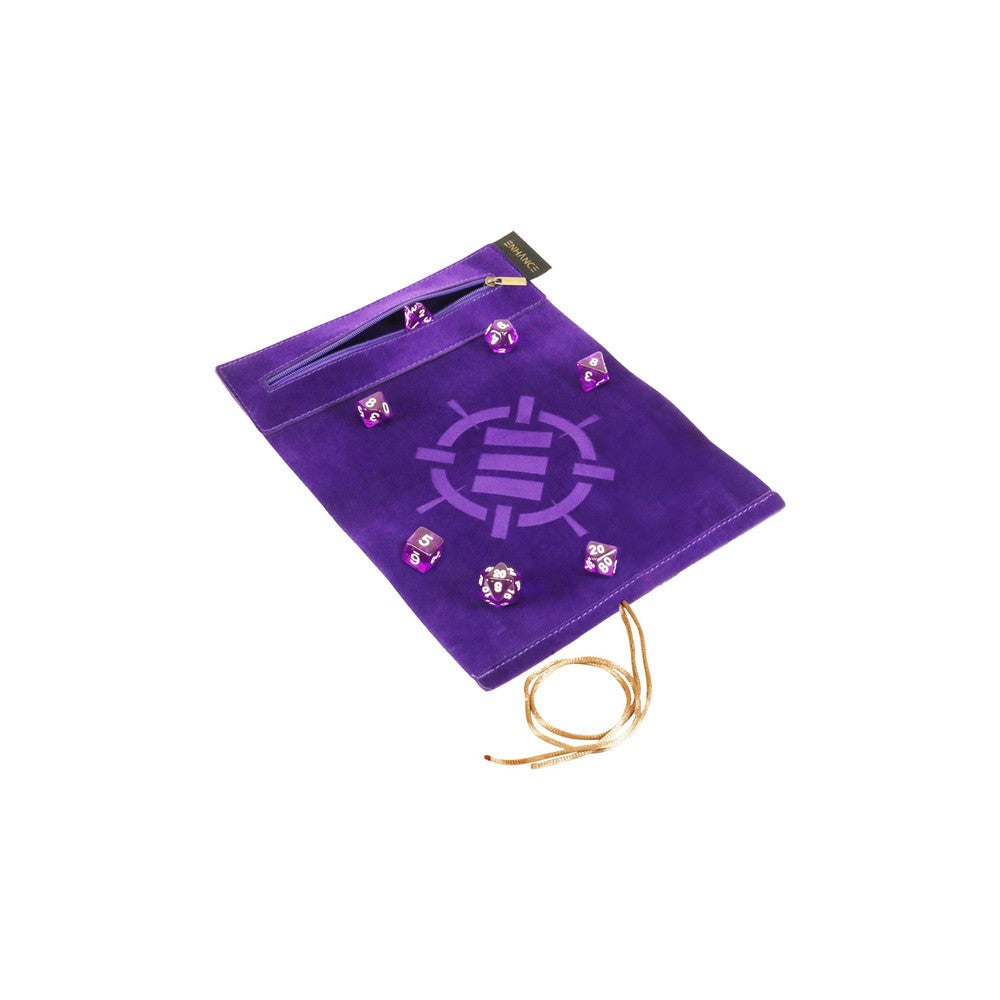 Enhance Roll on a Scroll Dice Case and 7 Piece Acrylic Dice Set - Purple