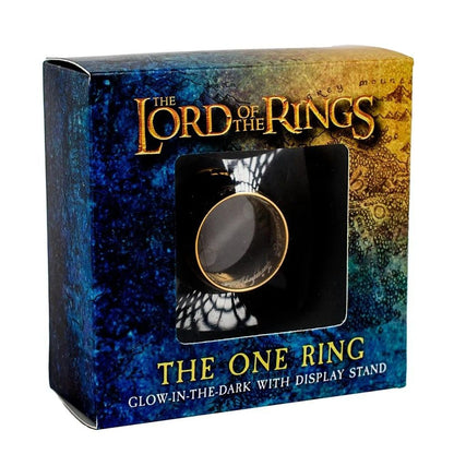 The Lord of the Rings retail box showing a glow-in-the-dark replica of The One Ring with script through a window