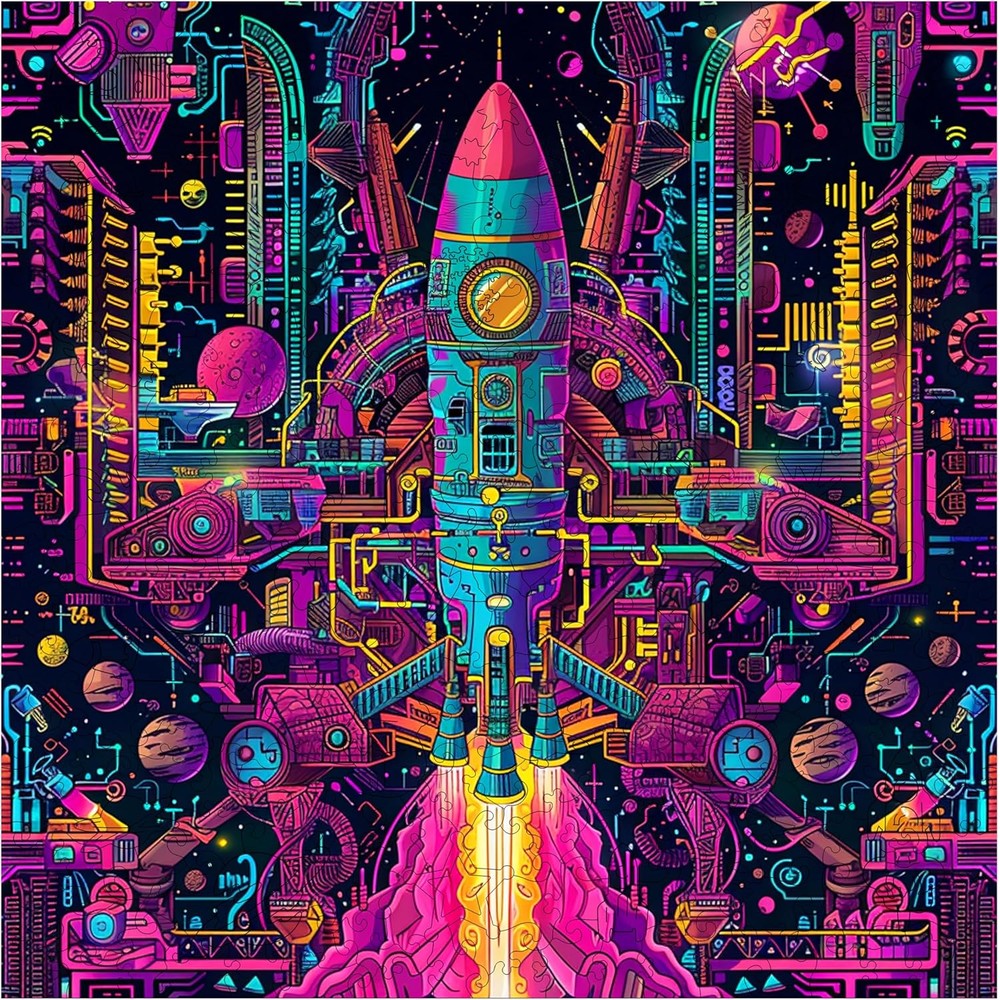 Trippy Puzzles - 300 Piece Wood Jigsaw Galactic Gear