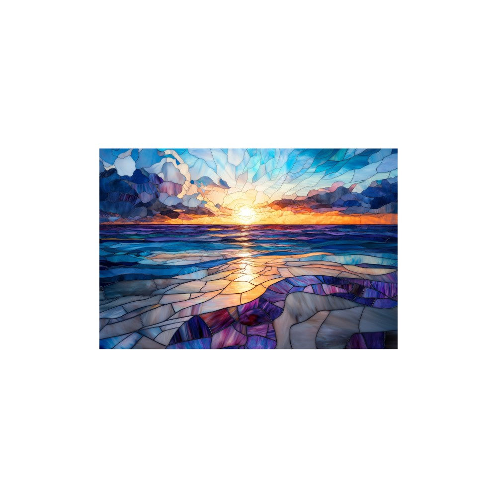 Trippy Puzzles - 300 Piece Stained Glass Wood Jigsaw Sapphire Sunset