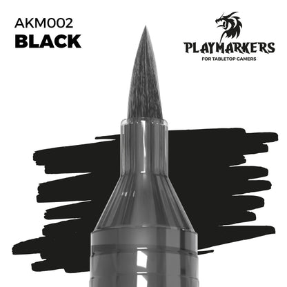 Black marker tip and paint swatch, Playmakers hobby paint for tabletop gamers