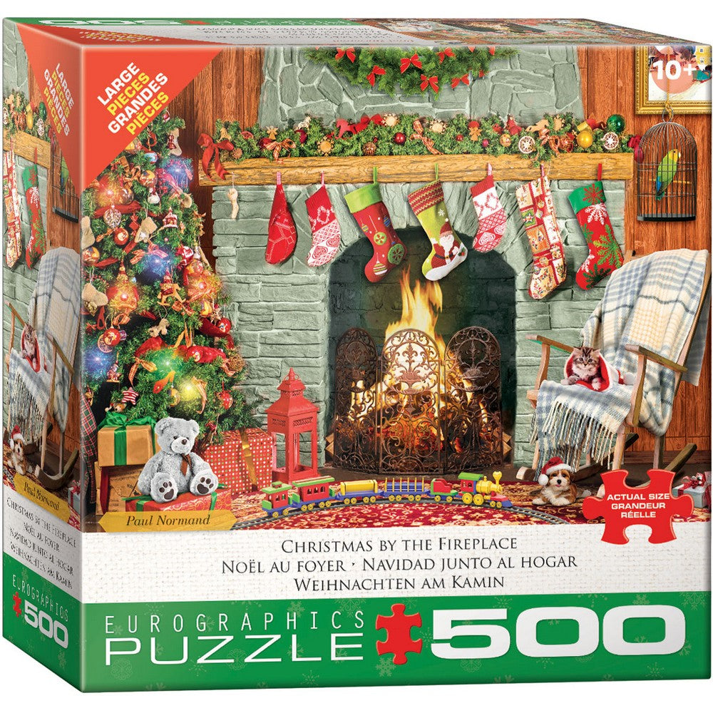 Christmas By Fireplace 500 Piece Puzzle