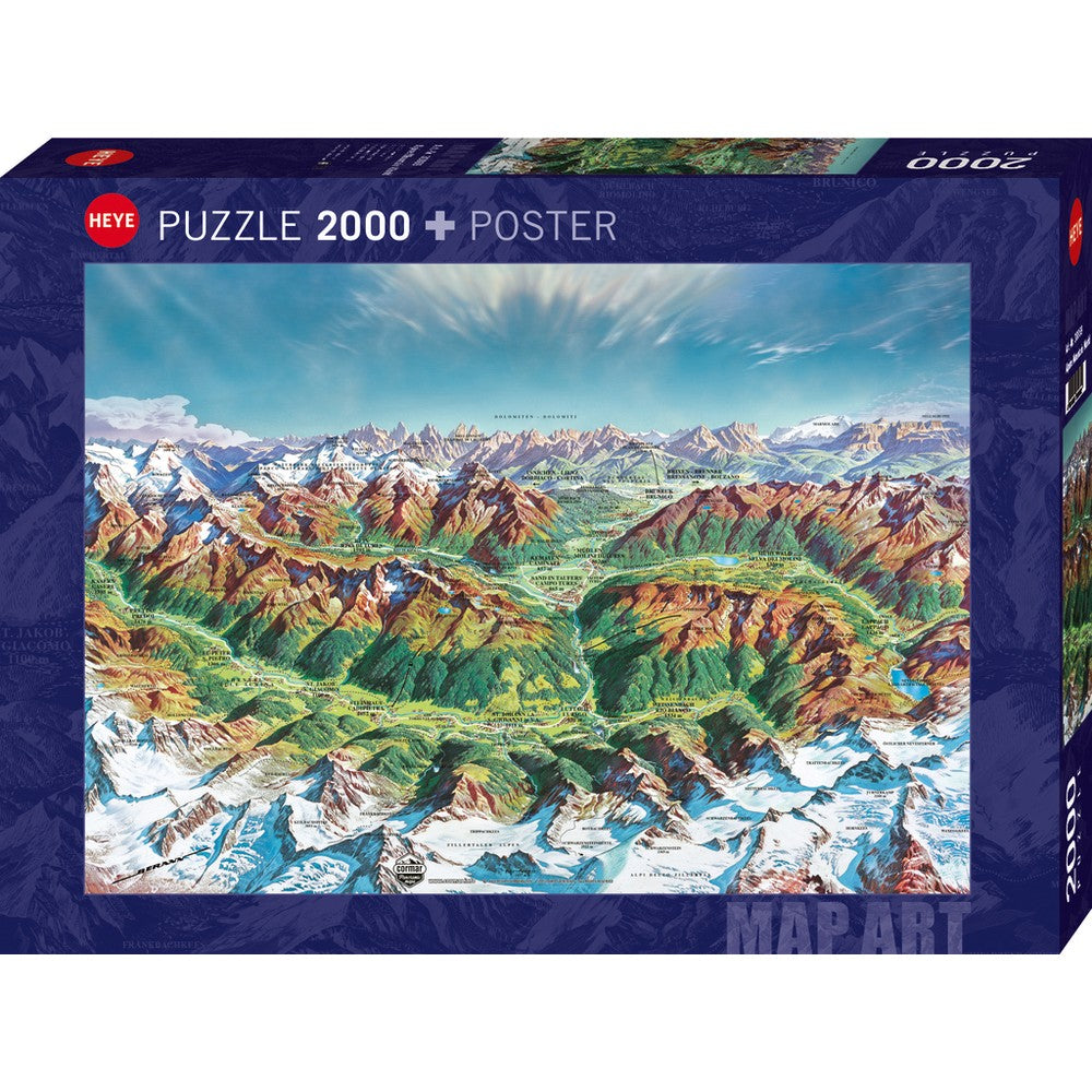 Heye - Map Art Alpine Mtd Wld 2000 Piece Puzzle