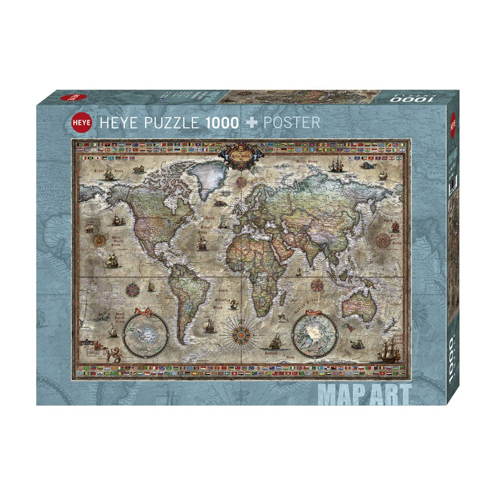 Heye - Map Art -  Retro World 1000 Piece Puzzle