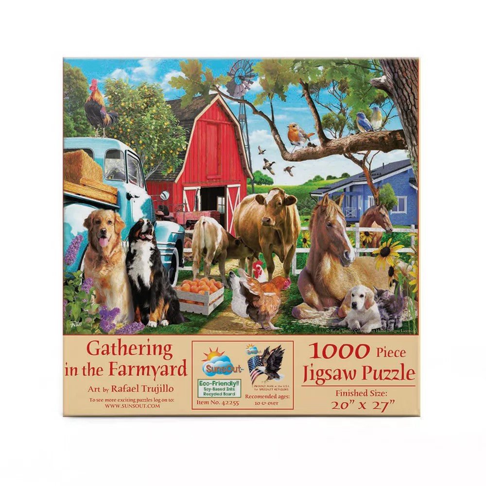 Sunsout - Gathering In The Farmyard 1000 Piece Puzzle