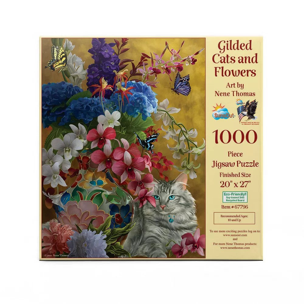 Sunsout - Gilded Cats And Flowers 1000 Piece Puzzle