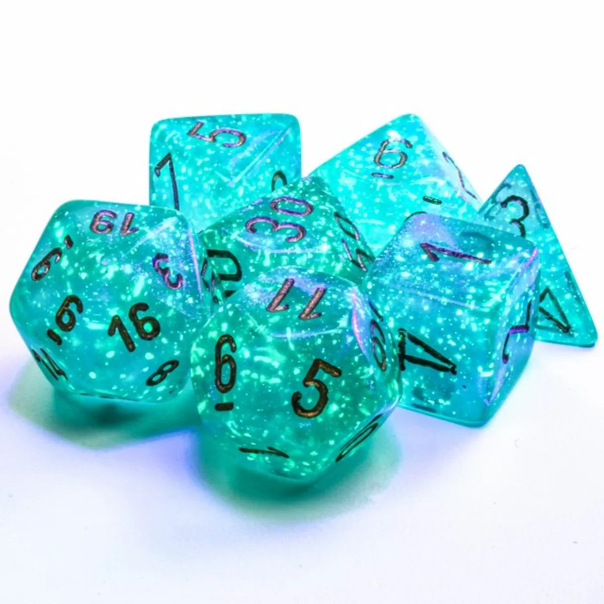 Chessex - CHX 27585 Borealis Polyhedral Teal/Gold luminary 7-Die set - Good Games