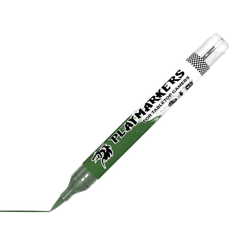 AK Interactive Dark Green Playmarkers marker for tabletop gamers drawing a thin dark green line on a white surface