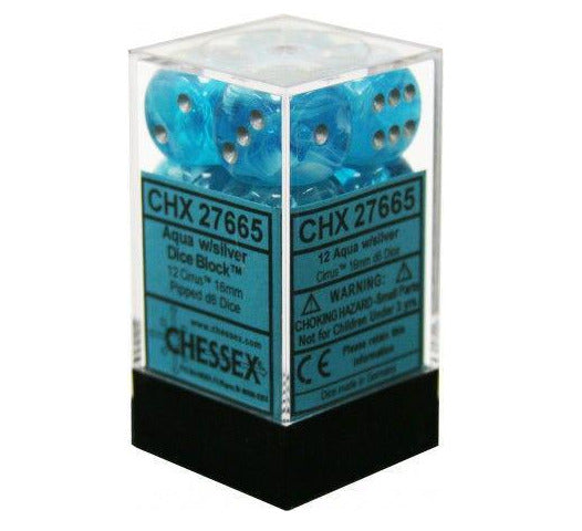 Chessex 16mm D6 Dice Block Cirrus Aqua/Silver