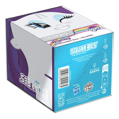 An Ultimate Guard Squaroes collectible box, white and purple, featuring a winking pony character with blue eyes and purple hair
