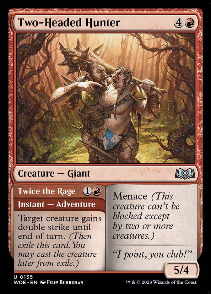 Two-Headed Hunter // Twice the Rage 155 (Wilds of Eldraine) 