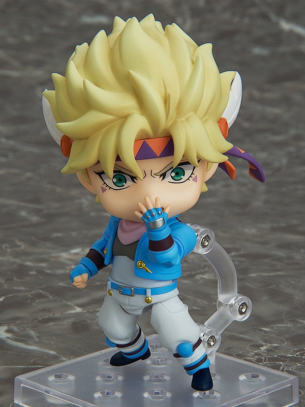 Nendoroid Caesar Anthonio Zeppeli figure from Jojo's Bizarre Adventure Battle Tendency with blue jacket and white pants pose