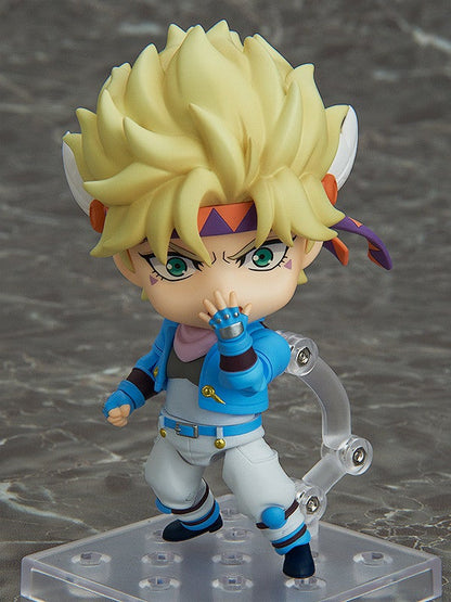 Nendoroid Caesar Anthonio Zeppeli figure from Jojo's Bizarre Adventure Battle Tendency with blue jacket and white pants pose