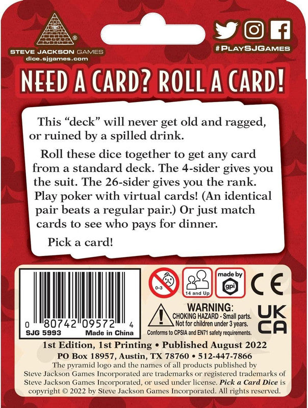 Steve Jackson Games - Pick a Card Dice - Good Games