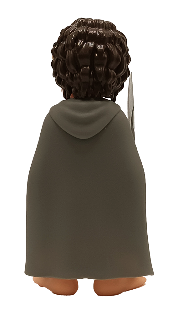 Back view showing cape and hair details of Frodo Minix