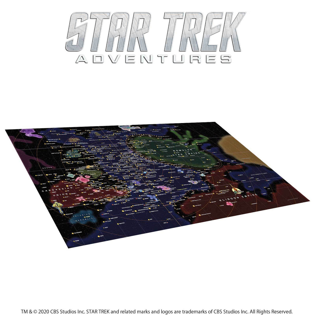 Detailed Star Trek Adventures galactic map, featuring the Federation, Romulan, and Klingon empires