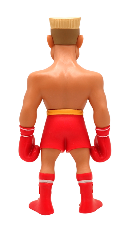 Back view of MINIX Rocky Ivan Drago figure of the boxer in red shorts, gloves, and boots