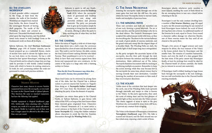 A flaming skeletal Soulmason, and a large winged skeletal Boneripper perched on ruins