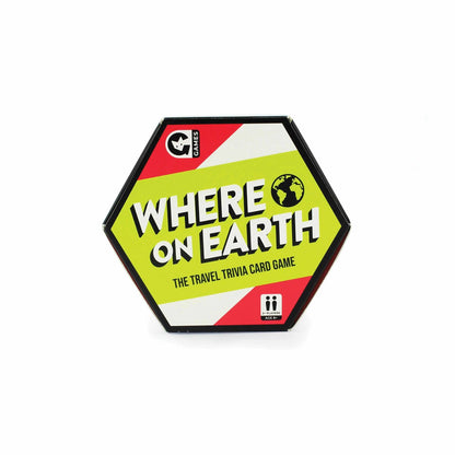 Hexagonal box for "Where on Earth" Travel Trivia Card Game