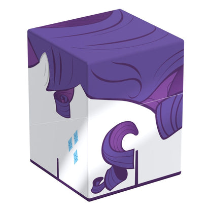 An Ultimate Guard Squaroe card box displaying a vibrant My Little Pony Rarity design in purple and white, accented with blue diamond cutie marks