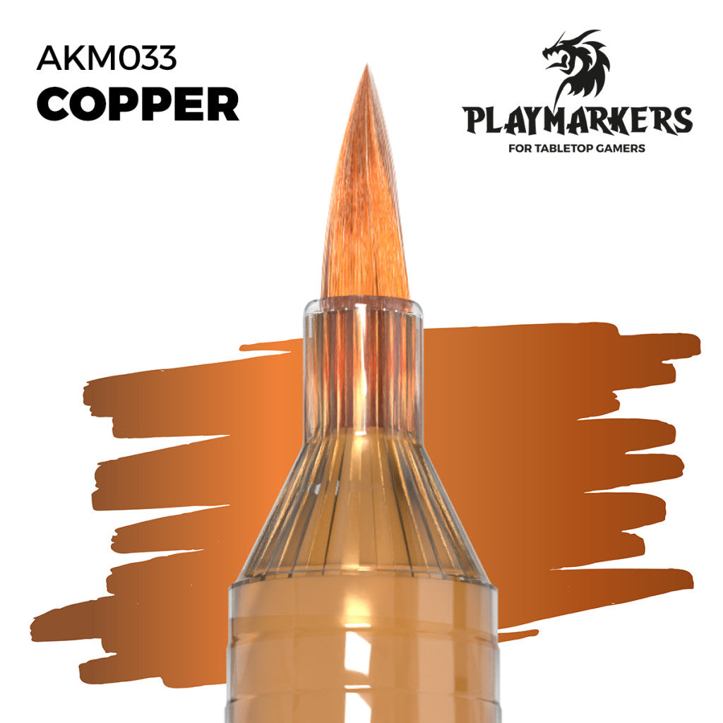 Copper marker tip and paint swatch, Playmakers hobby paint for tabletop gamers