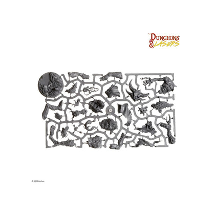 Unpainted sprue for Dungeons & Lasers model kit, containing fantasy monster miniature parts