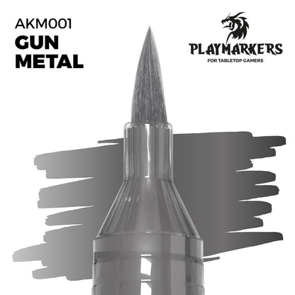 Gun Metal marker tip and paint swatch, Playmakers hobby paint for tabletop gamers
